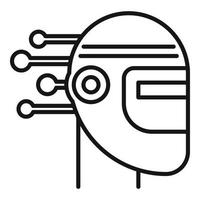 icono de aprendizaje de máquina robot, estilo de contorno vector