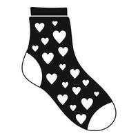 Sock with heart icon, simple style vector