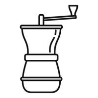 Manual coffee grinder icon, outline style vector