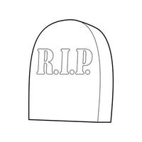 Tombstone with RIP icon, outline style vector