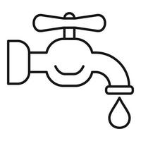 Broken water tap icon, outline style vector
