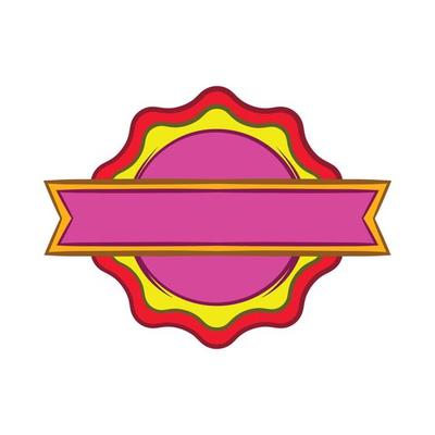 Award rosette with ribbon icon, cartoon style