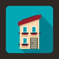 Two storey house with a sloping roof icon vector