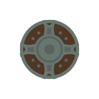 Ancient round shield icon, flat style vector