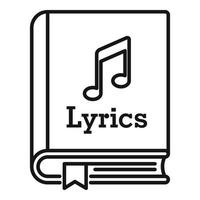 Lyrics book icon, outline style vector