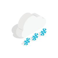 icono de nube y copos de nieve, estilo isométrico 3d vector