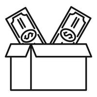 Cash money box icon, outline style vector