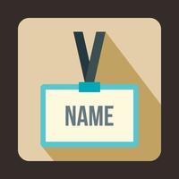 Plastic Name badge with gray neck strap icon vector