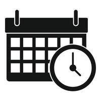 Calendar time clock icon, simple style vector