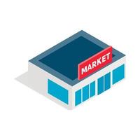 Supermarket building icon, isometric 3d style vector