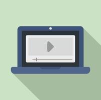 Laptop video lesson icon, flat style vector