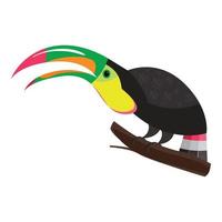 Funny toucan icon, cartoon style vector