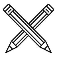 icono de lápiz cruzado, estilo de contorno vector