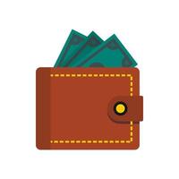 Wallet with dollars icon, flat style vector