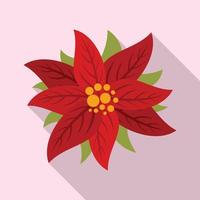 flor de pascua, icono, plano, estilo vector