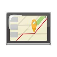 Tablet PC with navigation map icon, cartoon style vector