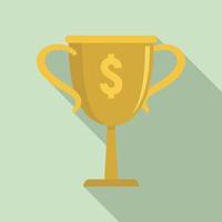 Gold money cup icon, flat style vector