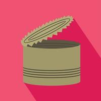 Open tin can icon, flat style vector