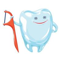 icono de palillo de hilo dental, estilo de dibujos animados vector