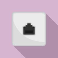 Lan port wall socket icon, flat style vector