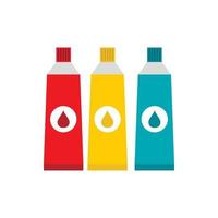 Three tubes with colorful paint icon, flat style vector