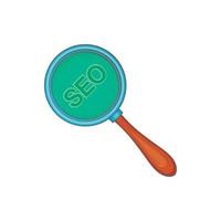 icono de optimización seo, estilo de dibujos animados vector