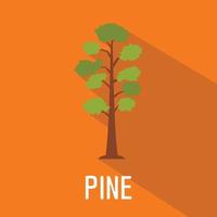 Pine tree icon, flat style vector