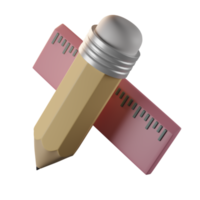 pencil and ruler 3d icon in Isometric view png