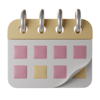 Kalender 3D-Symbol in der Vorderansicht png