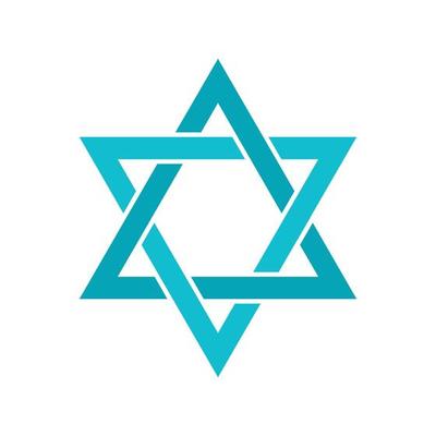 Star of David icon, flat style