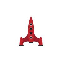 Red rocket icon, flat style vector