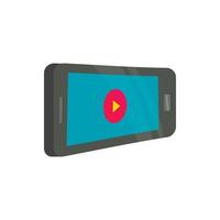 Tablet with player icon, cartoon style vector