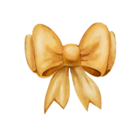 Yellow gift bow. Watercolor drawing png