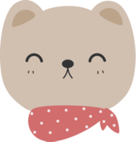 cute teddy bear wears scarf cartoon flat design element illustration png