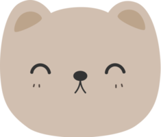 ilustración de elemento de diseño plano de dibujos animados de cabeza de oso de peluche lindo png