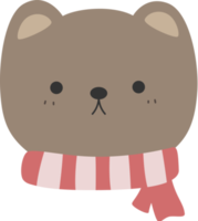 cute teddy bear wears scarf cartoon flat design element illustration png