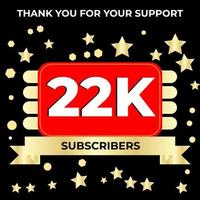 Thank you 22k followers celebration template design perfect for social network and followers, Vector illustration.