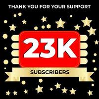 Thank you 23k followers celebration template design perfect for social network and followers, Vector illustration.