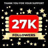 Thank you 27k followers celebration template design perfect for social network and followers, Vector illustration.