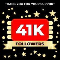 Thank you 41k followers celebration template design perfect for social network and followers, Vector illustration.