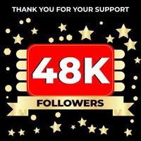 Thank you 48k followers celebration template design perfect for social network and followers, Vector illustration.