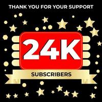 Thank you 24k followers celebration template design perfect for social network and followers, Vector illustration.