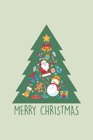 Christmas tree. Merry Christmas and New Year Greeting card. Vector Illustration