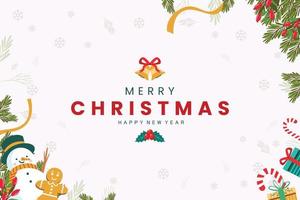 Typography Set of Christmas and Happy New Year Floral Card templates. Trendy retro style. Vector design element.