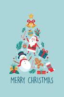 Christmas tree. Merry Christmas and New Year Greeting card. Vector Illustration