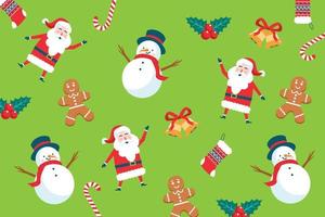 colección de patrones navideños en estilo vintage con elementos tradicionales de navidad y año nuevo vector
