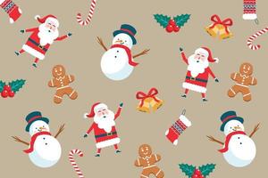 Christmas pattern collection in vintage style with traditional Christmas and New Year elements vector