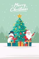 Christmas tree. Merry Christmas and New Year Greeting card. Vector Illustration