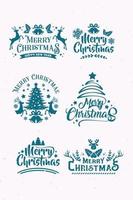 Typography Set of Christmas and Happy New Year Floral Card templates. Trendy retro style. Vector design element.