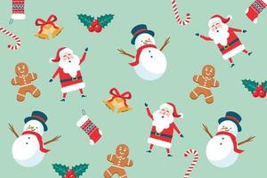 Christmas pattern collection in vintage style with traditional Christmas and New Year elements vector